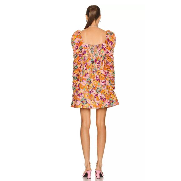 Zimmermann Violet Twist Front Mini Dress Mustard Multi Floral Orange Sz 4 - Picture 16 of 16
